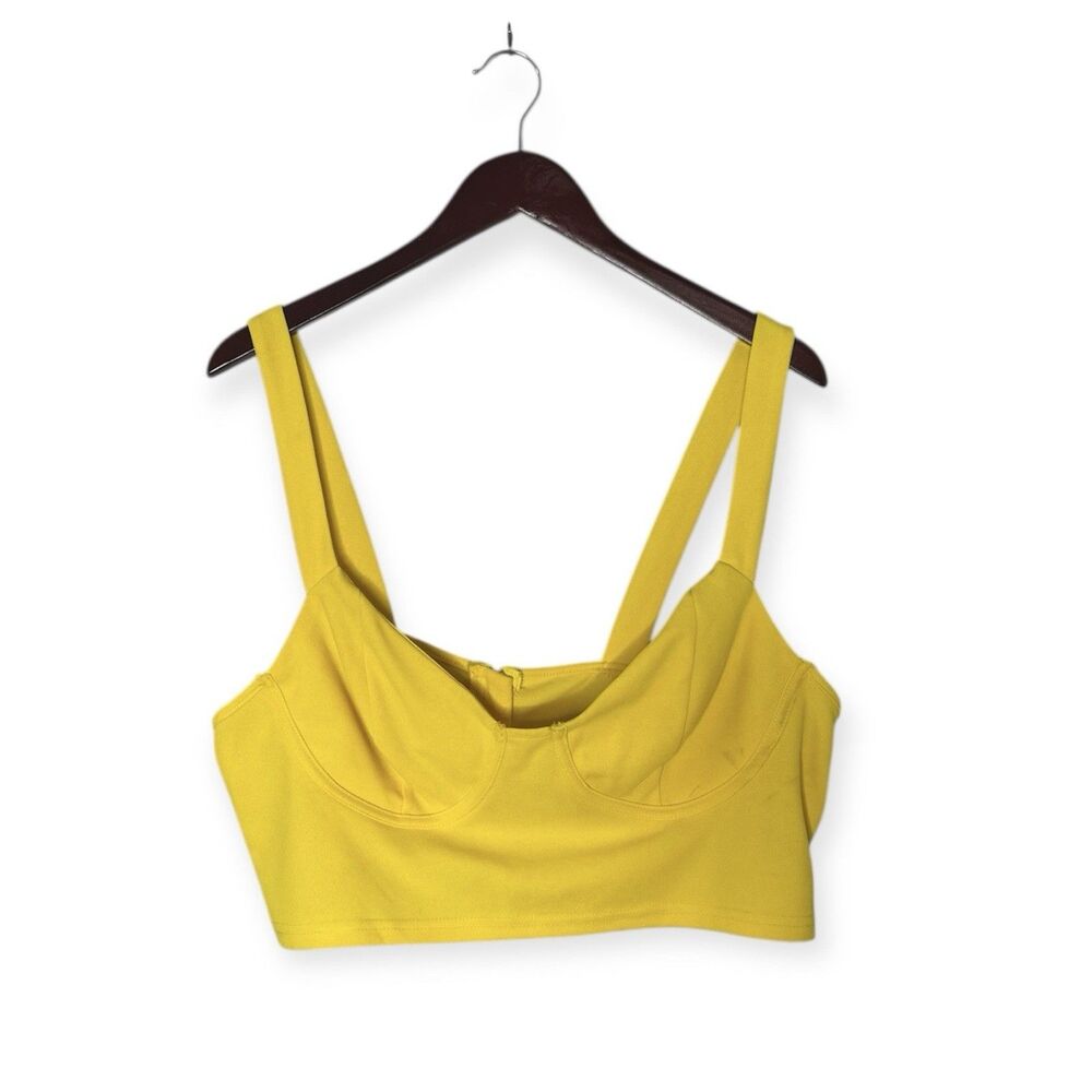 Plus Size Crop Top Womens 2X Curvy Yellow Baby Girl Festival Concert Blouse